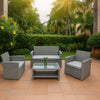 4 Seater Sofa Set Rattan Garden Furniture Grey Outdoor Patio Lounge Coffee Table