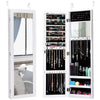Wall Mounted Mirrored Jewelry Cabinet Door Hanging Jewelry Armoire Xmas Gift