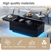 Lift up Coffee Table High Gloss LED Living Room Storage W/ Socket Outlet Black