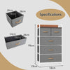 Chest of Drawer with 5 Foldable Drawers Storage Tower-Grey