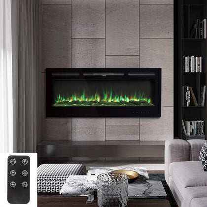 40 inch Insert / Wall Mounted LED Fireplace Electric Inset Fire Media Flames UK