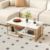 Rectangular 2-Tier Center Table with Open Storage Shelf-White