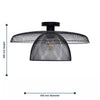 Black Metal Wire Tiered 43cm Ceiling Light Flush Fitting Industrial
