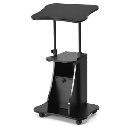 Mobile Sit to Stand Desk Home Adjustable Rolling Laptop Standing Desk