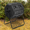 Large Garden Compost Bin Dual Tumbler Rotating Outdoor Composter w/ Sliding Door