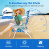 2 Pack Folding Beach Chair Lounger w/ 5 Adjustable Positions Blue
