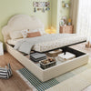4ft6 Double Ottoman Storage Bed with Cloud Shaped Upholstered Headboard, Beige