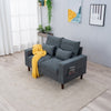 2 Seater faux leather/Linen Fabric Love Seat Sofa Armchair with Footstool Couch
