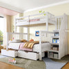Triple Bunk Bed Three Sleeper Solid Pine Wood Bed Frame Children Single Double