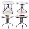 Outdoor Dining Table Garden Patio Tempered Glass Top Metal Legs Bistro Furniture