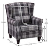 Upholstered Tartan Check Fabric High Back Wing Back Chair Armchair Fireside Sofa