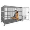 UK 46" Strong Dog Crate Cage Rolling Pet Kennel Prevent Escape Training Military