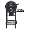 Barrel Grill with Wheels and Shelves Black 115x85x95 cm Steel BBQ