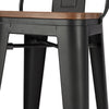 2/4x Retro Breakfast Bar Stool Metal & Wood Dining Chair With Backrest Bistro