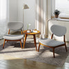 Set of 2 Accent Chairs with Side Table Upholstered Living Room Chairs Grey