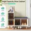 Large Shoe Bench Shoe Storage Rack Cabinets with Padded Seat Cushion for Hallway
