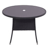 Rattan Tempered Glass Garden Tea Table Outdoor Patio Bistro W/ Umbrella Hole