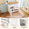 Sideboard with LED High Gloss White Storage Cabinet 3 Drawer Chest of Drawers