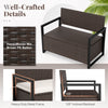 150L Outdoor Storage Bench PE Rattan Deck Box Seat w/Cushion-Brown
