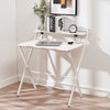 White Compact Foldable 2-Tier Workstation PC Computer Laptop Desk Table Shelf