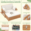 Patio Solid Acacia Wood Loveseat & Storage Ottoman-White