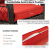 Outdoor Garden Rattan Furniture Set Wicker Metal Rocking Armchair w/Red Cushions