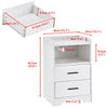 Bedside Table LED Light Nightstand High Gloss 2 Drawers USB Port Power Plug