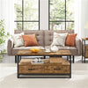 Coffee Table w/Storge Drawers & Shelves Retro Centre Table for Living Room Brown