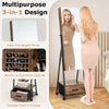 Mobile Mirror Jewelry Cabinet Standing Makeup Organizer Jewelry Armoire Lockable