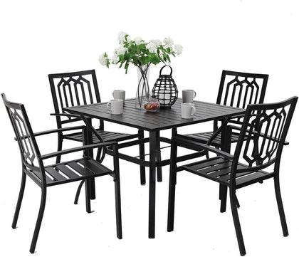 5 Piece Garden Patio Furniture Set Outdoor Table Chairs Set Dining Armchair
