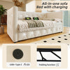 Daybed Velvet Upholstered Bed Single Bed Guest Bed Sofa Bed with Trundle Beige