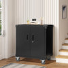 Lockable Mobile File Cabinet Home Storage Cupboard with 3 Tiers Shelves & Wheels