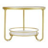 Teal Colour Round Side Table 2Tier Coffee End Table Nightstand Shelf Living Room