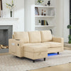 L-Shaped Sofa Bed 3 Seater Corner Sofa Convertible Settee with Storage, Beige