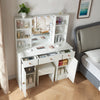 White Dressing Table LED Mirror 3 Drawers Stool Vanity Desk Makeup Set Bedroom