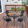Black Glass Rect/Round/Square Garden Table Bistro Outdoor BBQ Patio Dining Table