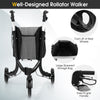 Three Wheel Rollator Walker Aluminium Foldable Mobility Aid Walker w/Handle