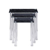 Nest of 3 Black Clear Tempered Glass Side End Lamp Sofa Tables Nested Tables