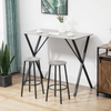 Modern White Wood Grain Bar Table with Black Steel Frame Tall Dining Table 120cm