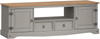 TV Unit Grey Pine 2 Drawer 2 Door Media Stand Cottage Style Wooden Cabinet Large