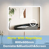 Bathroom Mirror w/ LED Illuminated Anti fog Shaver Socket Bluetooth Speaker Wall