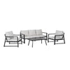 Metal Garden Furniture Set Corner Sofa Glass Table Patio 5 Seater Armchairs Sofa