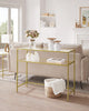 Gold Console Table with Tempered Glass Top for Living Room, Entryway, and Hallwa