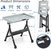Folding Welding Table Adjustable Height Tilt Slots Shelves Steel Workbench