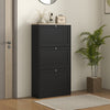 Narrow Shoe Cabinet with 3 Flip Drawers for 18 Pairs of Shoes Black