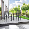 2Pcs Patio Dining Chairs Stackable Black Outdoor Patio Chairs Metal Patio Chairs