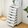 Office Cabinet Mobile Cabinet 7 Drawers with Wheels White