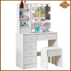 NEW 10 LED Lighted Dressing Table Desk Set With Sliding Mirror and Stool Vanity
