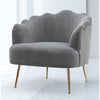 Velvet Wing Back Armchair Occasional Accent Chair Lotus Back Design Metal Legs