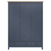 3-Door Wardrobe Hill Grey 127x50x170 cm Solid Pine Wood